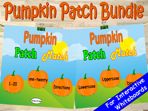 Phonics and Numbers Pumpkin Patch Match PowerPoint Game Bundle
