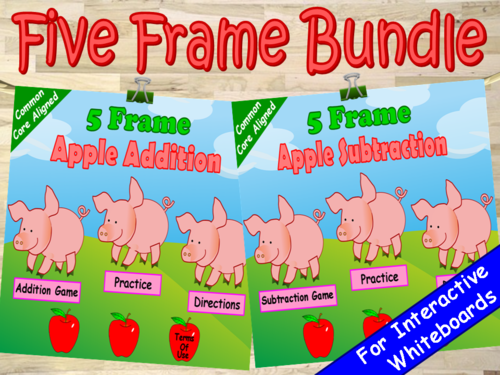 Addition and Subtraction Five Frame PowerPoint Game Bundle