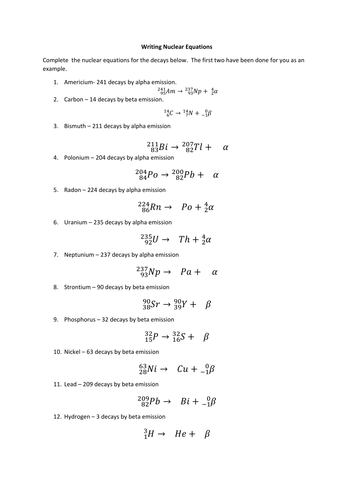 Nuclear equations