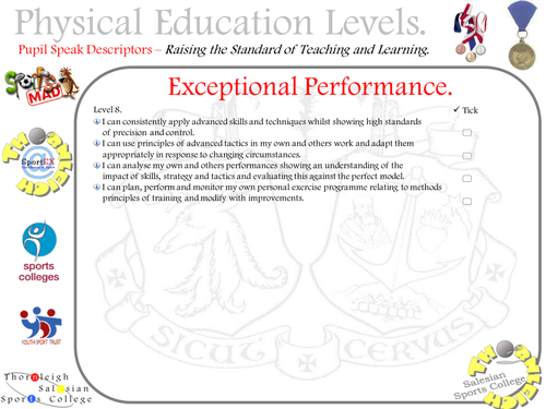 Pupil Speak Levels - Exceptional Performance