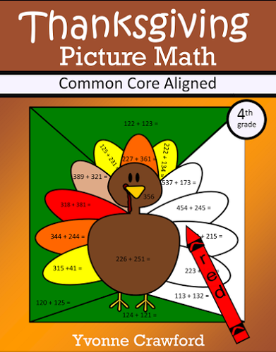 Thanksgiving Color by Number (fourth grade) Color by Multipliation and Rounding