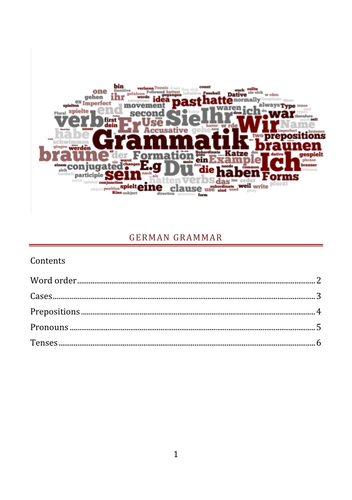 6th form German Grammar Booklet - Deutsche Grammatik
