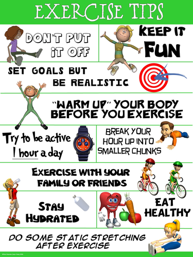Pe Poster Exercise Tips Teaching Resources