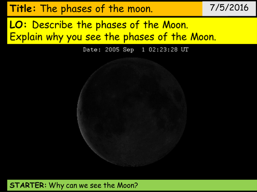 The phases of the Moon KS3 (for Activate P4.4)