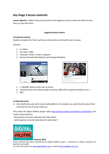 Digital Wildfire- E-safety & social media resource pack- KS3
