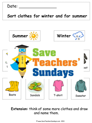 Clothes for Winter and for Summer KS1 Lesson Plan and Worksheets