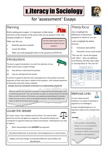 Literacy Skills Development Guide for 'Assessment' essays in Sociology A Level