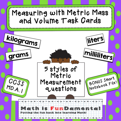 Measuring w/ Metric Mass and Volume Task Cards 4.MD.A.1 Teaching