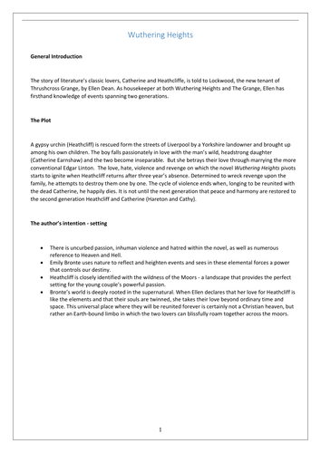 Wuhering Heights - notes and activities