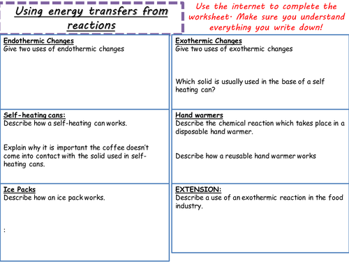 AQA C5.1 (New Spec 4.5 - exams 2018) - Energy transfer during exothermic and endothermic reactions