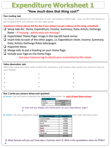 Spreadsheet Lesson 1