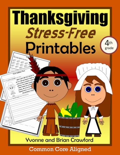 Thanksgiving NO PREP Printables - Fourth Grade Common Core Math and Literacy
