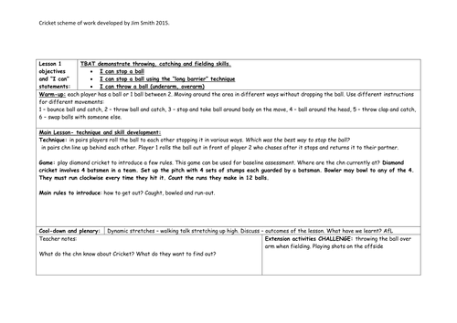 PE Planning cricket