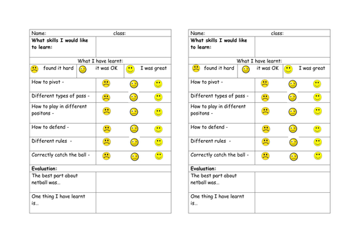 P.E Assessment cards