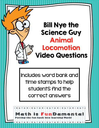 Bill Nye Animal Locomotion video questions with Time Stamp, Word Bank, and  Answer Key | Teaching Resources