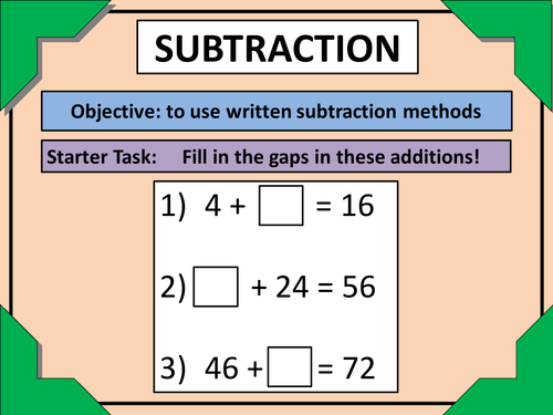 Written Subtraction (Column Method) Lesson Plan