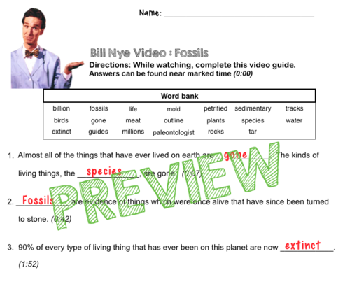 Printables Bill Nye Fossils Worksheet bill nye the science guy fossils worksheet bloggakuten bloggakuten