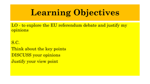EU Referendum Lesson Plan Debate