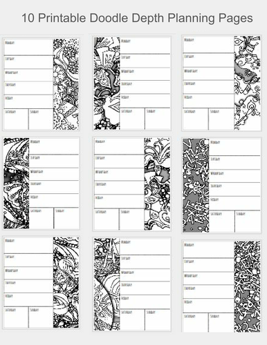10 Printable Doodle Depth Planning Pages instant download