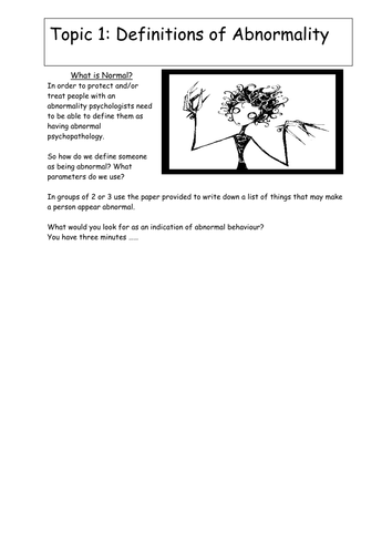 Definitions of Abnormality Workbook