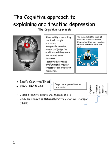 Abnormality - Cognitive Explanation and Treatment of Depression Workbook