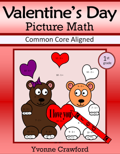 Valentine's Day Color by Number (first grade) Color by Addition and Subtraction
