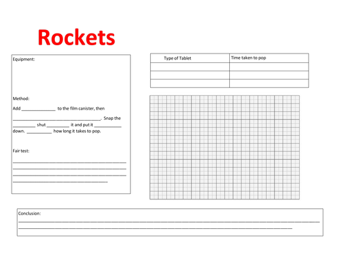 Planning Worksheet (2 levels) for Rockets experiment (editable)