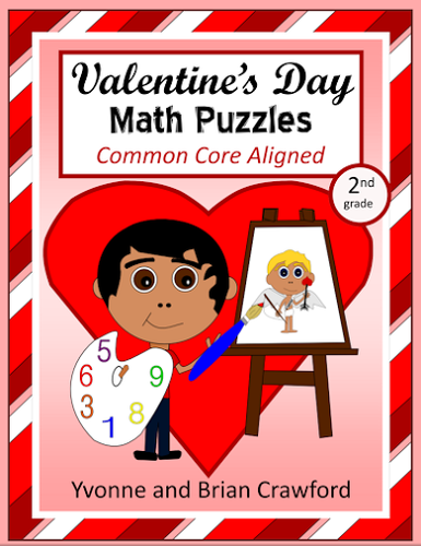 Valentine's Day Common Core Math Puzzles - 2nd Grade
