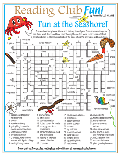 Fun at the Seashore Crossword Puzzle