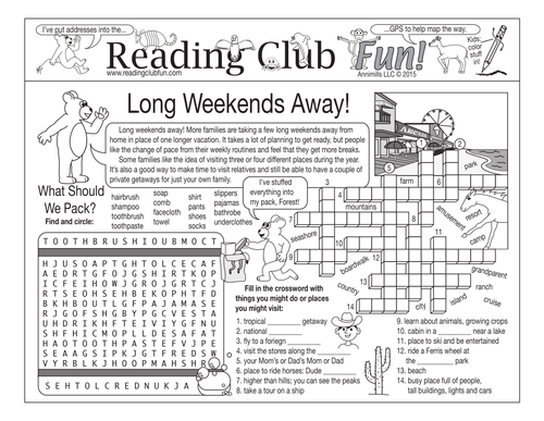 Long Weekends Away Two-Page Activity Set