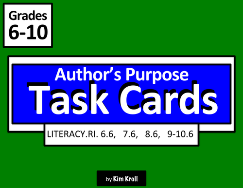 Author's Purpose Task Cards for the Secondary Student
