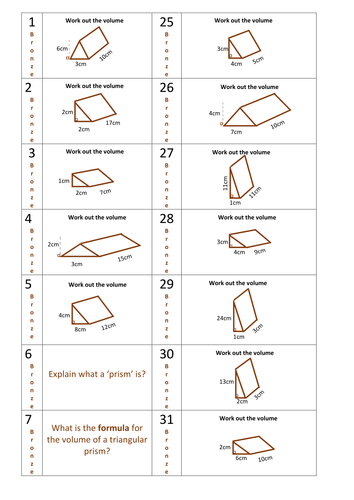 Volume of triangular prisms RELAY RACE