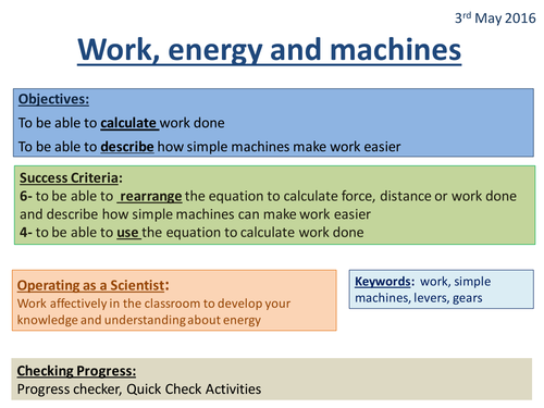 Work, Energy and Machines - Activate 2