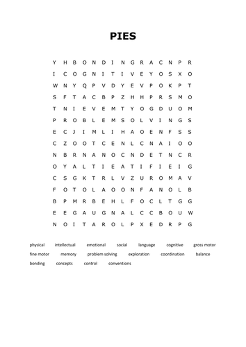 PIES wordsearch