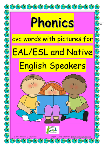 Phonics CVC words with pictures for EAL/ESL/ELL students