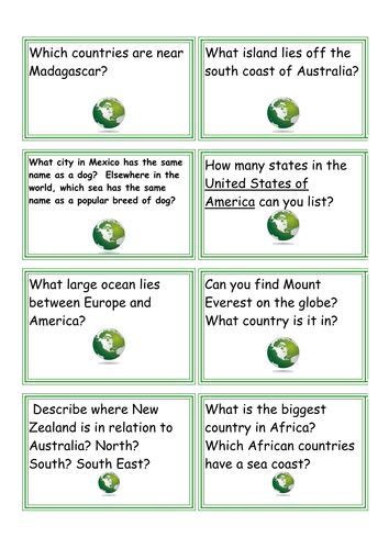 Geography Task cards - EDITABLE