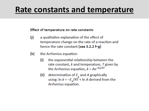 Rate constant & temperature - OCR A Level Chemistry (Orders, Rate equations and Rate constants)