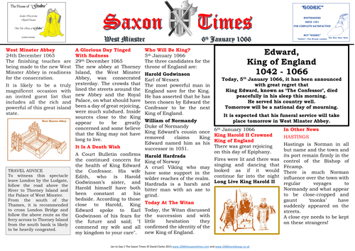 1066 The Saxon Times - January to September - The Lead up to the Battle of Hastings - 8 Posters