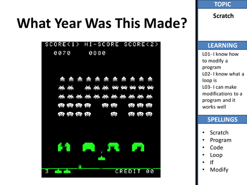 Scratch Space Invaders- 1 Off Lesson To Excite Your Pupils!