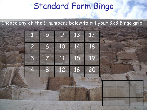 Standard Form Bingo