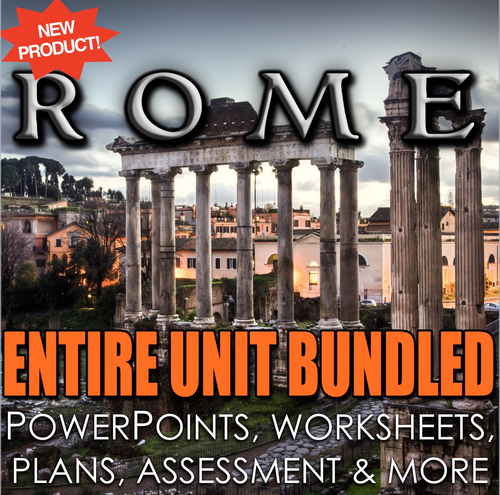 Ancient Rome Unit - PPTs, Worksheets, Lesson Plans+Test