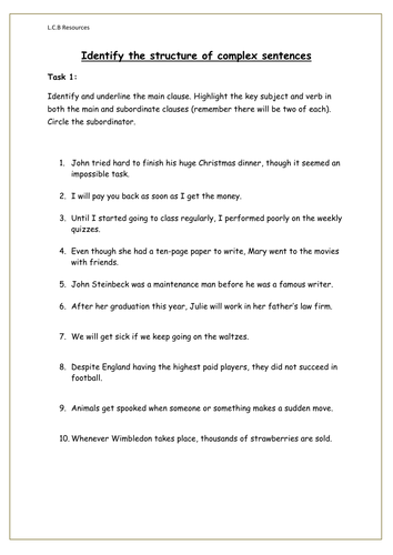 Identify the structure of complex sentences