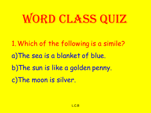 A word classes quiz