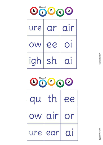 Phonics Bingo - Phase 3