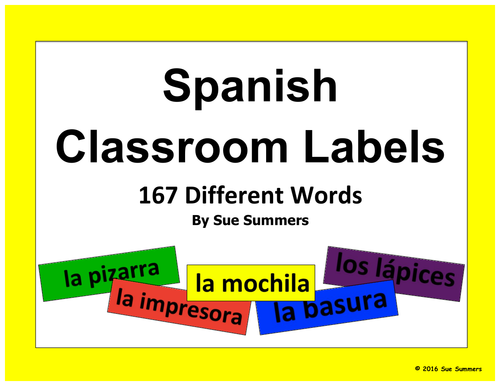 Spanish Classroom Labels 167 Different Words