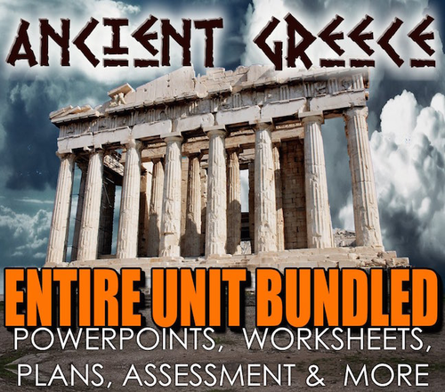 Ancient Greece Unit Bundle - PPTs, Worksheets, Lesson Plans+Test