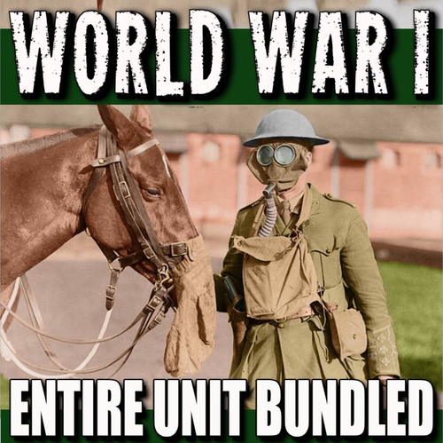 World War I Unit - PowerPoints, Worksheets, Lesson Plans+Test(WWI)