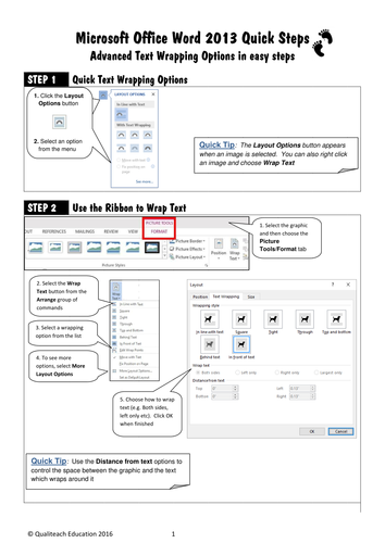 Word 2013: Advanced Text Wrapping Options in easy steps