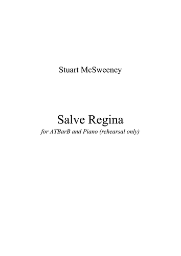 Salve Regina (Sheet music for AATB with Piano for rehearsal)