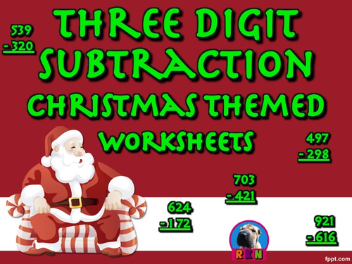 Three Digit Subtraction - Christmas Themed Worksheets - Vertical